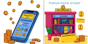 Qual a diferença entre conta digital gratuita e premium?
